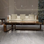 Luxury Rectangular Coffee Table with Premium Burl Veneer and Elegant Open Base